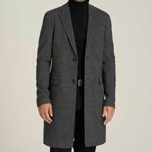 American Tall Wool Coat for Tall Men in Grey and Black Herringbone Size XLXL / T
